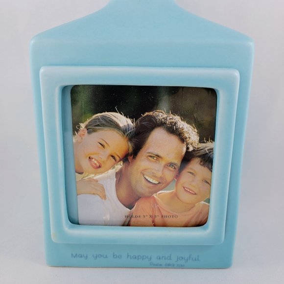 Scripture Photo Vase DaySpring Happy Jeanne Winters Teal Ceramic 2008 Psalm 68:3 - Picture 7 of 10